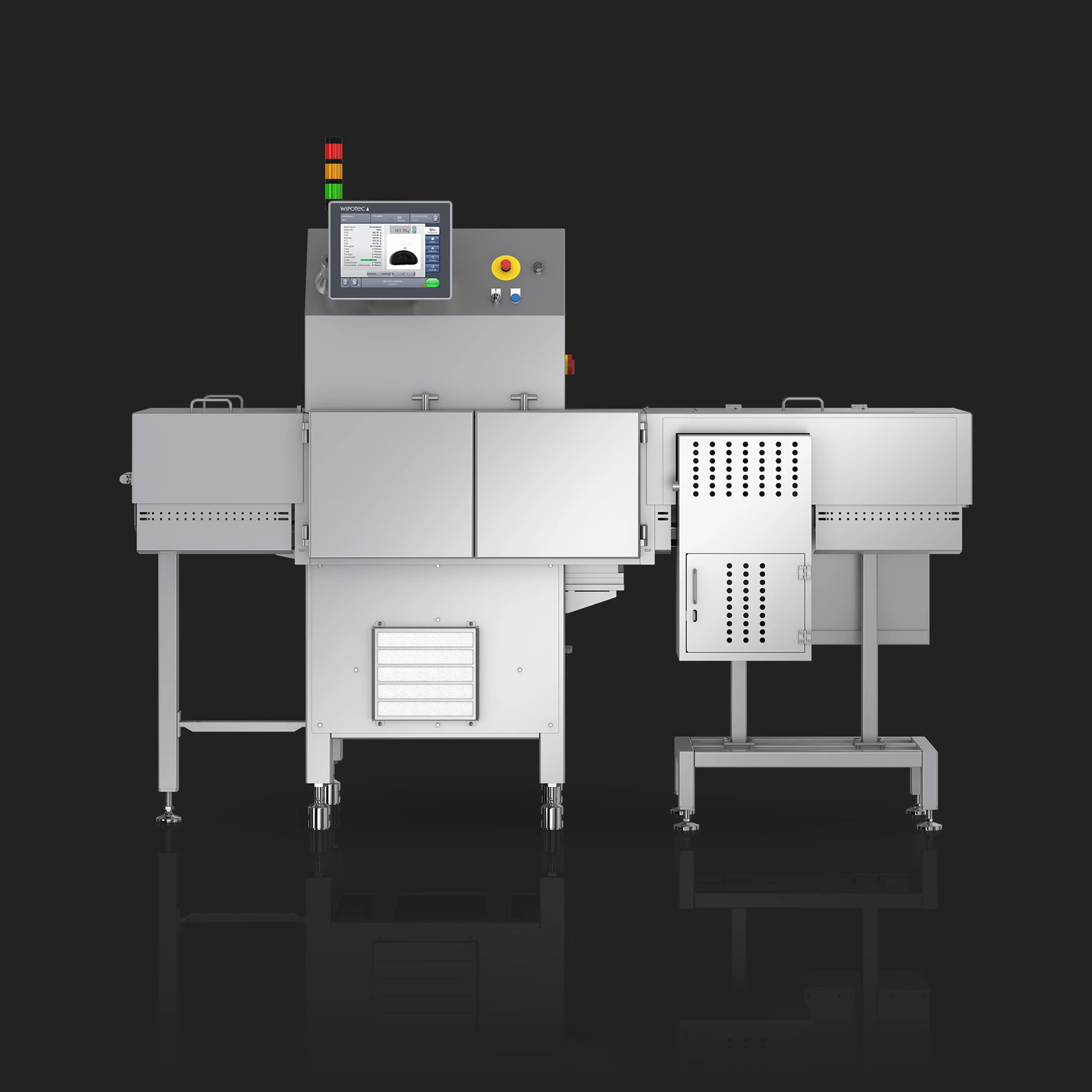 X-ray scanner and checkweigher for maximum product safety X-ray inspection and checkweigher in one unit: SC-W front view